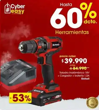 Easy Einhell Taladro Inalambrico 18V + Cargador + bateria 1.5A oferta