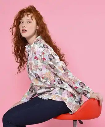 Tricot Blusa over estampada oferta
