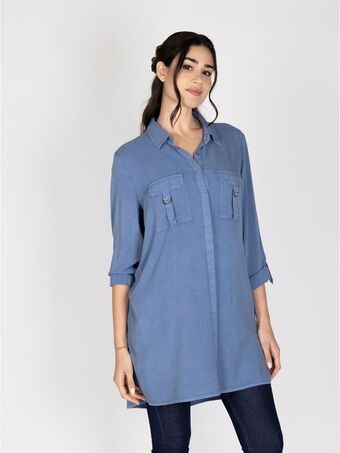 Lineatre Blusa denim larga lineatre oferta