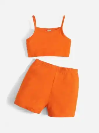 Shein Shein basics bebé conjunto top unicolor de tirantes & shorts biker oferta