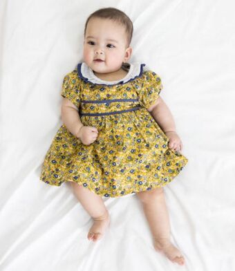 Limonada Vestido con cuello pierrot bebé niña 100% algodón mostaza limonada oferta