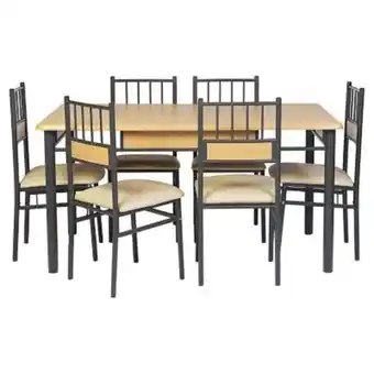 Falabella Juego de comedor 6 sillas beige oferta
