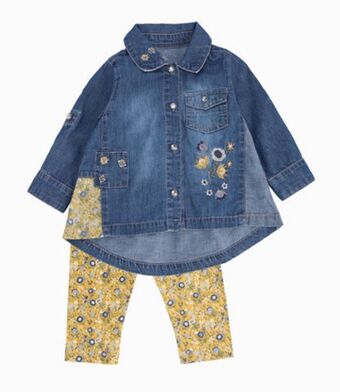 Limonada Conjunto blusa y calza bebé niña 100% algodón denim azul limonada oferta