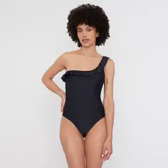 Corona Traje de baño mujer one shoulder vuelos negro oferta