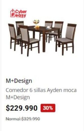 Easy M+ Design Comedor 6 sillas Ayden moca oferta