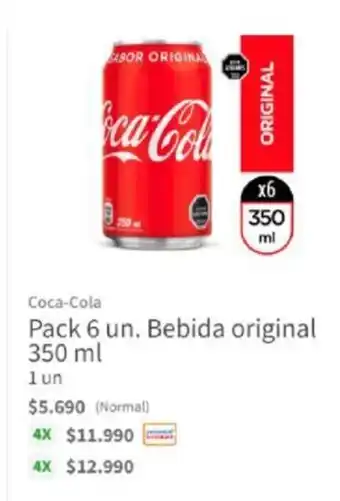 Jumbo Coca Cola Pack 6 un Bebida original 350ml oferta
