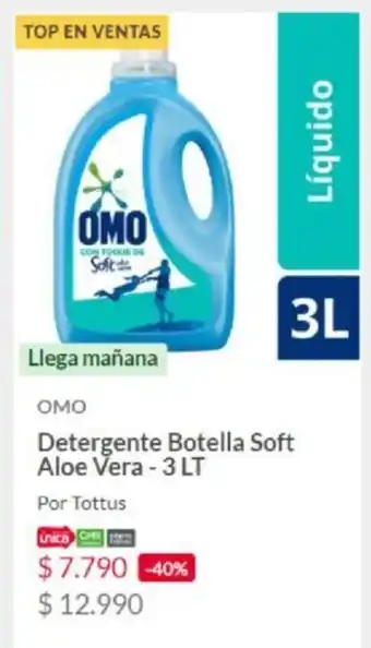 Tottus OMO Detergente Botella Soft Aloe Vera - 3 Lt oferta