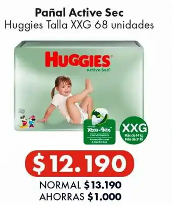 Super Bodega a Cuenta Huggies Pañal Active Sec Talla XXG 68 unidades oferta