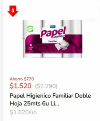 Super Bodega a Cuenta Lider Papel Higienico Familiar Doble Hoja 25 mts oferta