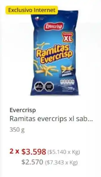 Unimarc Evercrisp Ramitas evercrisps xl sab... 350g oferta