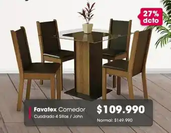 Favatex Comedor Cuadrado 4 Sillas John