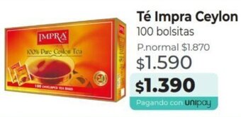 Mayorista 10 Té Impra Ceylon 100 Bolsitas oferta