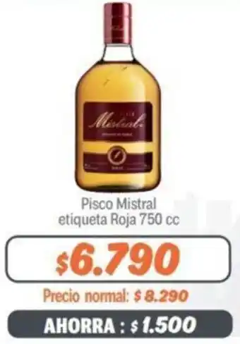Mayorista 10 Pisco Mistral Etiqueta Roja 750cc. oferta