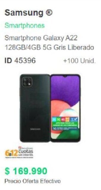 PC Factory Samsung Galaxy A22 Smartphone oferta