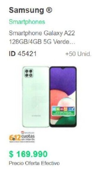 PC Factory Samsung Galaxy A22 Smartphone oferta