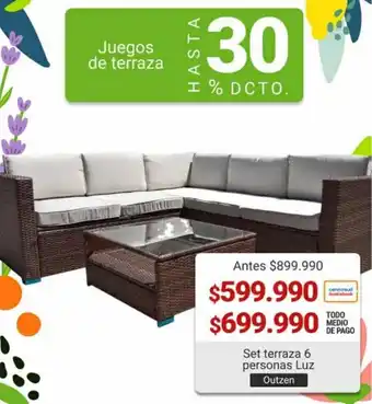 Easy Outzen Set Terraza 6 Personas Luz oferta