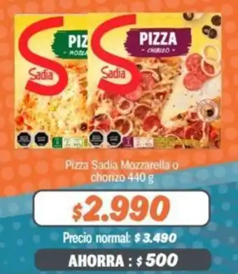 Mayorista 10 Pizza Sadia Mozzarella o Chorizo 440g oferta