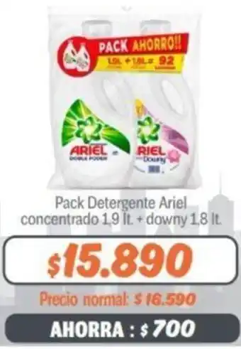 Mayorista 10 Pack Detergente Ariel Concentrado 1,9lt + Downy 1,8lt oferta