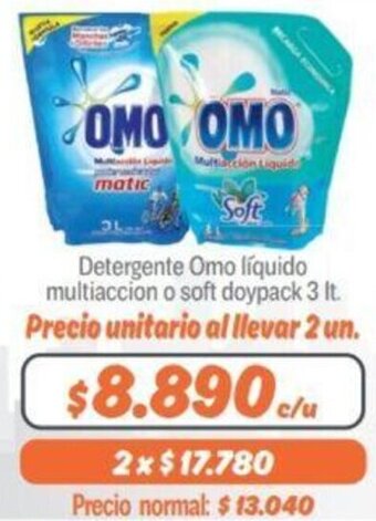 Mayorista 10 Detergente Omo Líquido Multiacción o Soft Doypack 3lt oferta