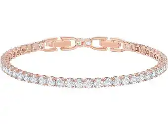Ripley Pulsera tennis deluxe, blanco, baño en tono oro rosa oferta