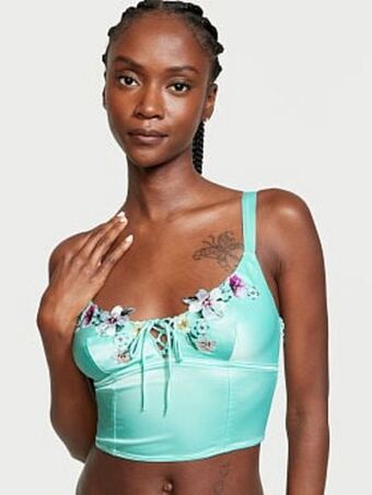 Victoria's Secret Floral embroidered satin crop top oferta