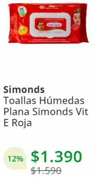 Simonds Toallas Húmedas Plana Vit E Roja
