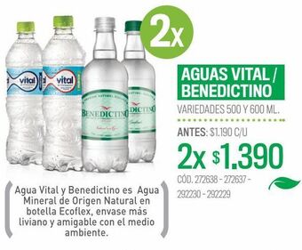 Cruz Verde Benedictino agua natural sin gas 500 ml oferta