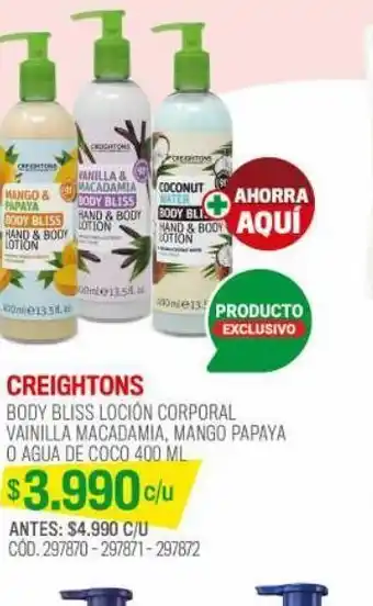 Cruz Verde Body bliss loción corporal vainilla macadamia 400 ml oferta