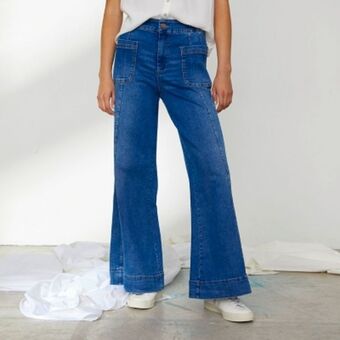 Falabella Basement jeans wide leg tiro alto mujer oferta