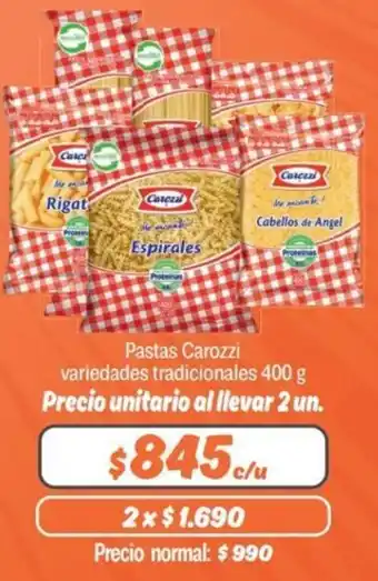 Mayorista 10 Pastas Carozzi Variedades Tradicionales 400g oferta