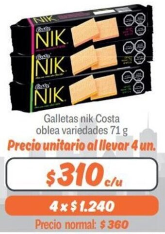Mayorista 10 Galletas Nik Costa Oblea Variedades 71g oferta