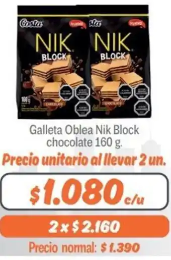 Mayorista 10 Galleta Oblea Nik Block Chocolate 160g oferta