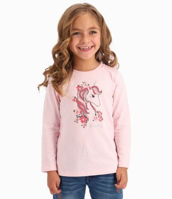 Limonada Polera con estampado de unicornio niña 100% algodón rosado 4 kids oferta