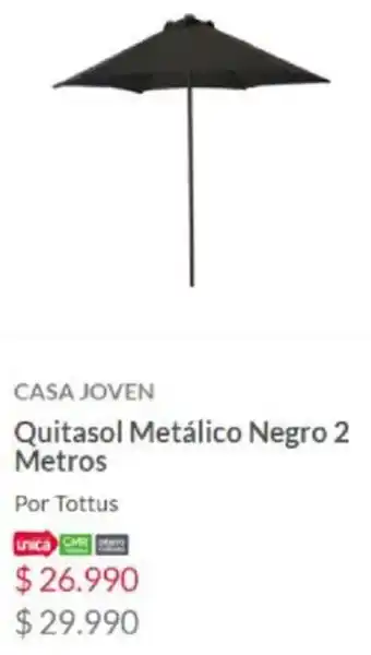 Tottus Casa Joven Quitasol Metálico Negro 2 Metros oferta