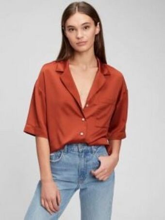 GAP Blusa manga corta satin mujer oferta