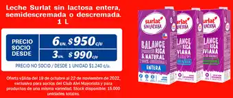 Alvi Leche Surlat Sin Lactosa Entera, Semidescremada o Descremada 1L 3Un oferta