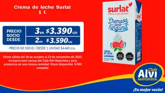 Alvi Crema de Leche Surlat 1L 2Un oferta