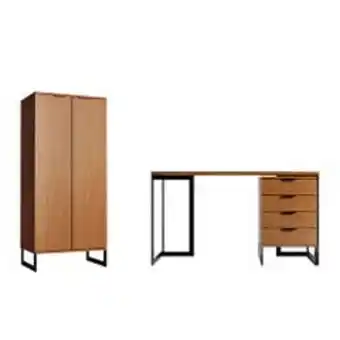 Abcdin Escritorio decocasa linus natural/negro + librero oferta