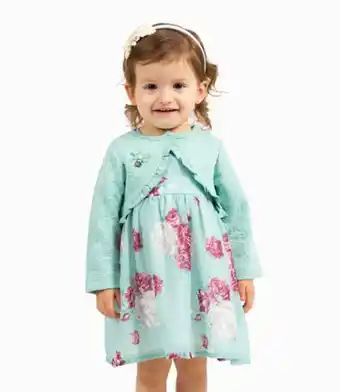 Limonada Vestido floreado con tapado bebé niña verde limonada oferta