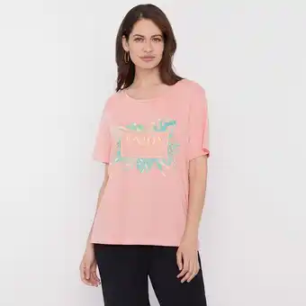 Corona Polera mujer manga corta focal print coral oferta
