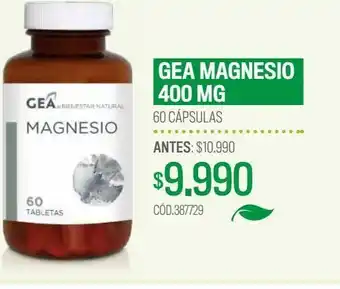 Cruz Verde Gea gea magnesio 400 mg 60 cápsulas oferta