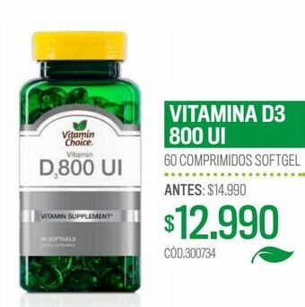 Cruz Verde Vitamin choice vitamina d 800 ui 60 cápsulas softgel oferta