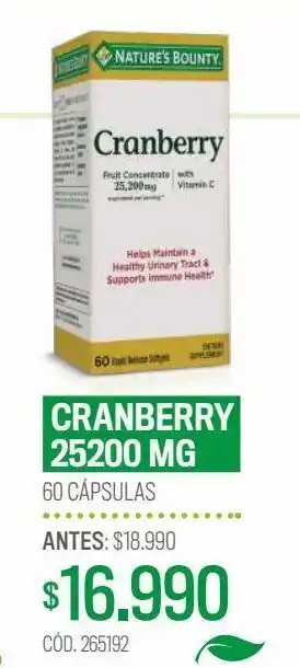 Cruz Verde Nature's bounty cranberry 25.200 mg 60 cápsulas oferta