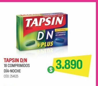 Cruz Verde Tapsin día-noche plus paracetamol 400 mg 18 comprimidos recubiertos oferta