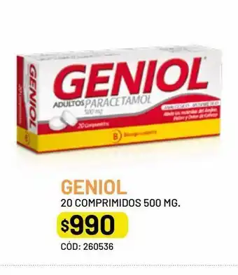 Cruz Verde Geniol adultos paracetamol 500 mg 20 comprimidos oferta