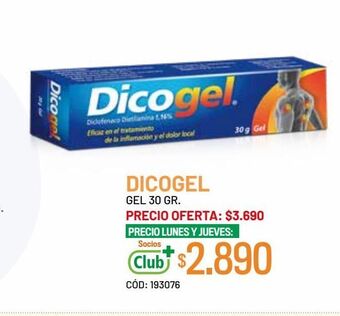 Cruz Verde Dicogel diclofenaco dietilamonio 1,16% gel tópico 30 gr oferta