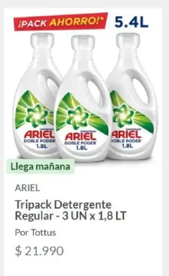 Tottus Ariel Tripack Detergente Regular - 3 UN x 1.8 Lt oferta