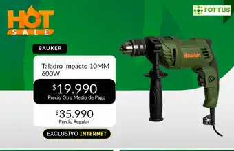 Tottus Bauker Taladro impacto 10mm 600W oferta
