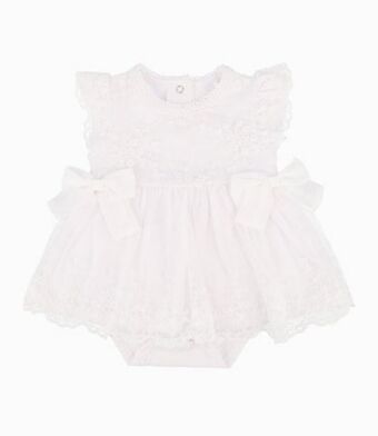 Limonada Body con tul bordado recién nacida blanco oferta