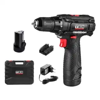 Taladro inalámbrico 12v 10mm 23 nm + 2 baterías tehtools